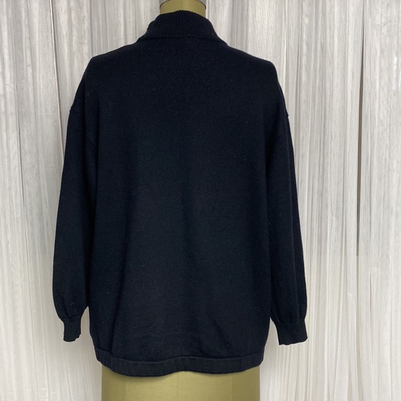 St.John by Marie Gray black mock neck, wool sweater! Gold embroidery, Size L - Picture 7 of 17